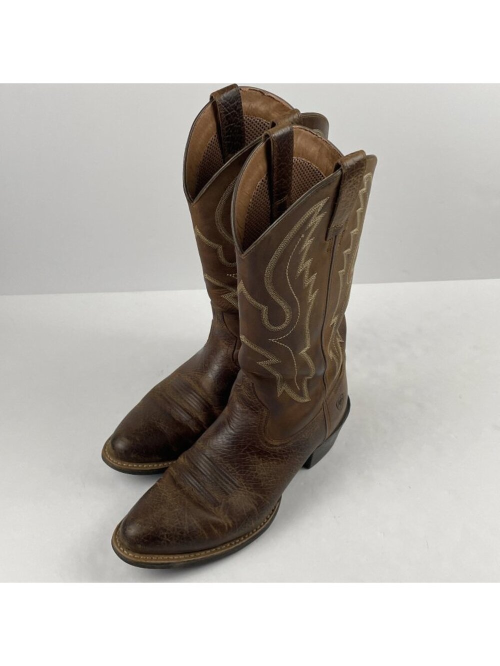 Ariat Hybrid Rancher Cowboy Boots Men’s 9D Leather Brown Western